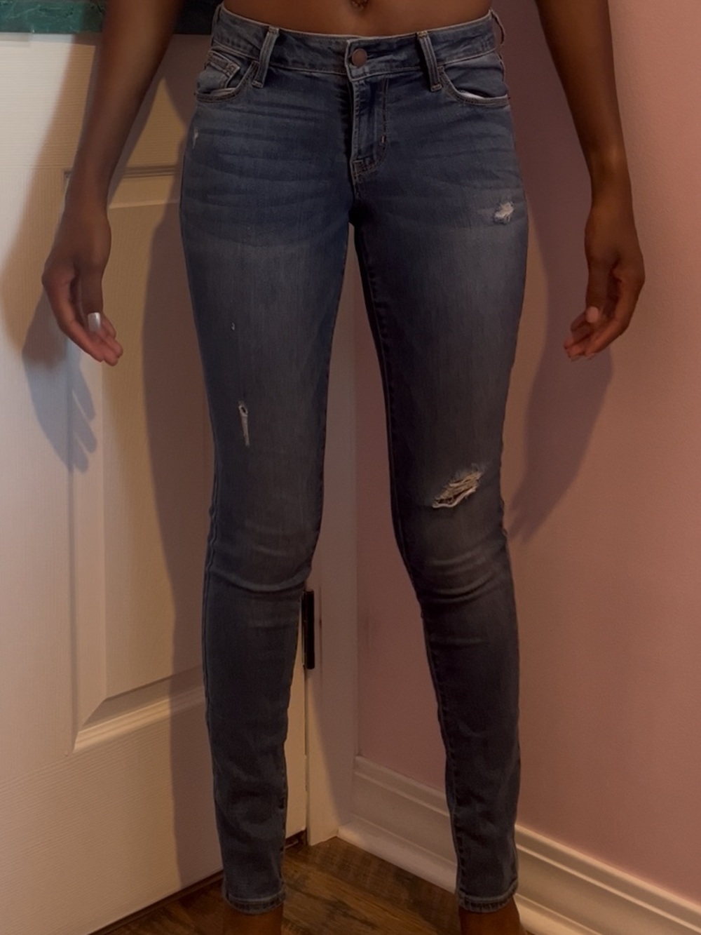 Women’s Slim Fit Skinny Jeans - Washed Dark Bluw